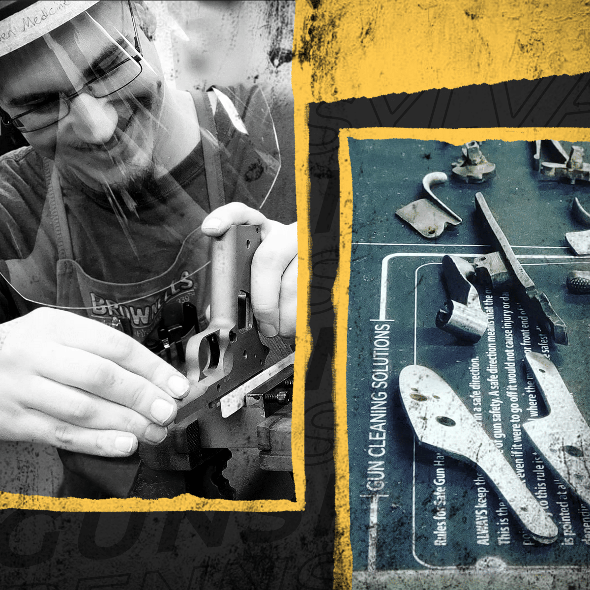 Student working with gunsmithing tools.